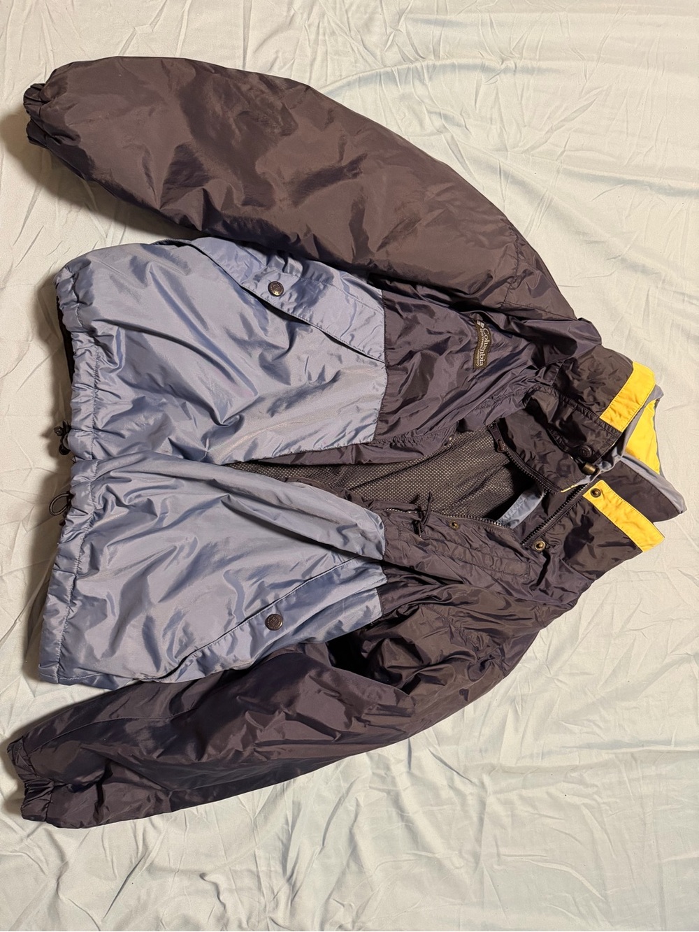 Columbia Women's Blue Puff Jacket with Yellow Trim